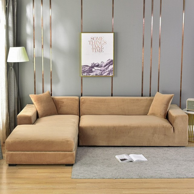 Elastische Bankhoes Fluweel Volledige Bescherming 1-4 Zits Wasbaar Vlekbestendig Huisdieren Stretch Sofa Cover | Sulvida