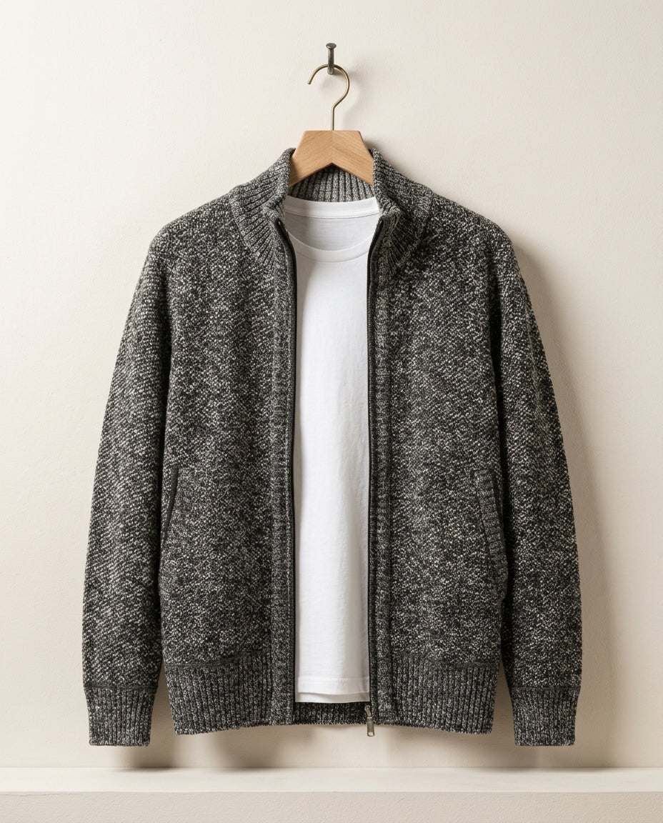 Gevoerd Gebreid Vest Heren met Fleece Binnenkant Ritssluiting Ribboord Warm Herfst Winter Laag Comfortabel | Sulvida