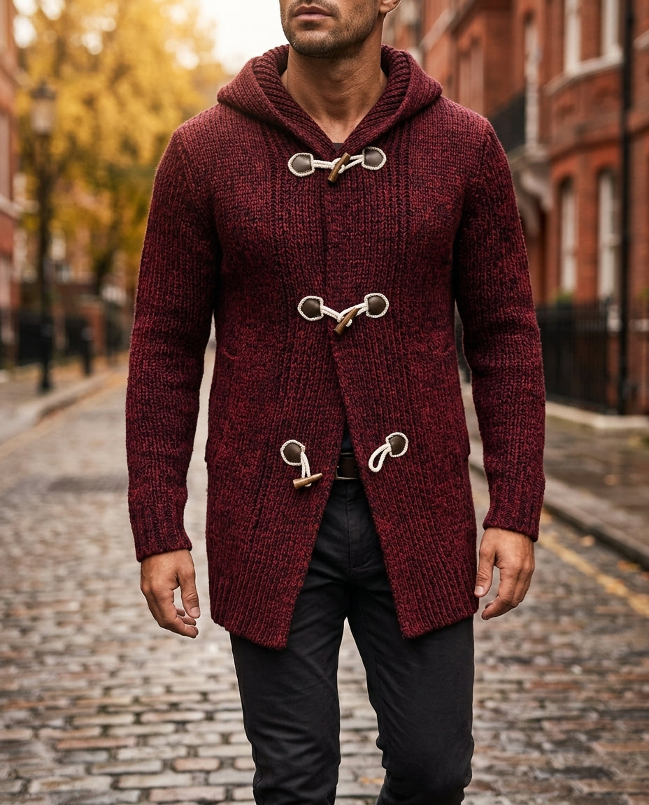 Heren Vest met Capuchon en Houtje-Touwtje Sluiting Donkerrood Kaki Grijs Relaxed Fit Oversized Casual | Sulvida