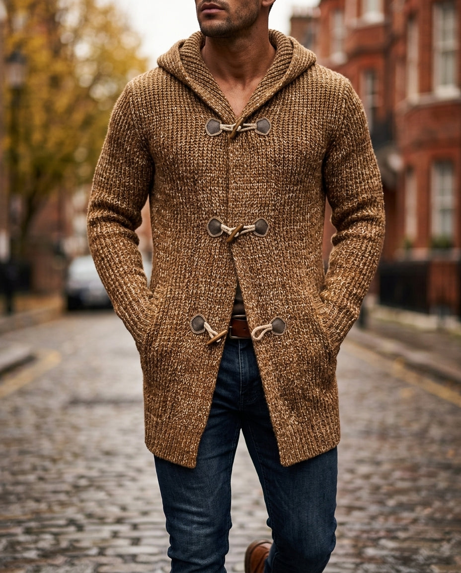 Heren Vest met Capuchon en Houtje-Touwtje Sluiting Donkerrood Kaki Grijs Relaxed Fit Oversized Casual | Sulvida