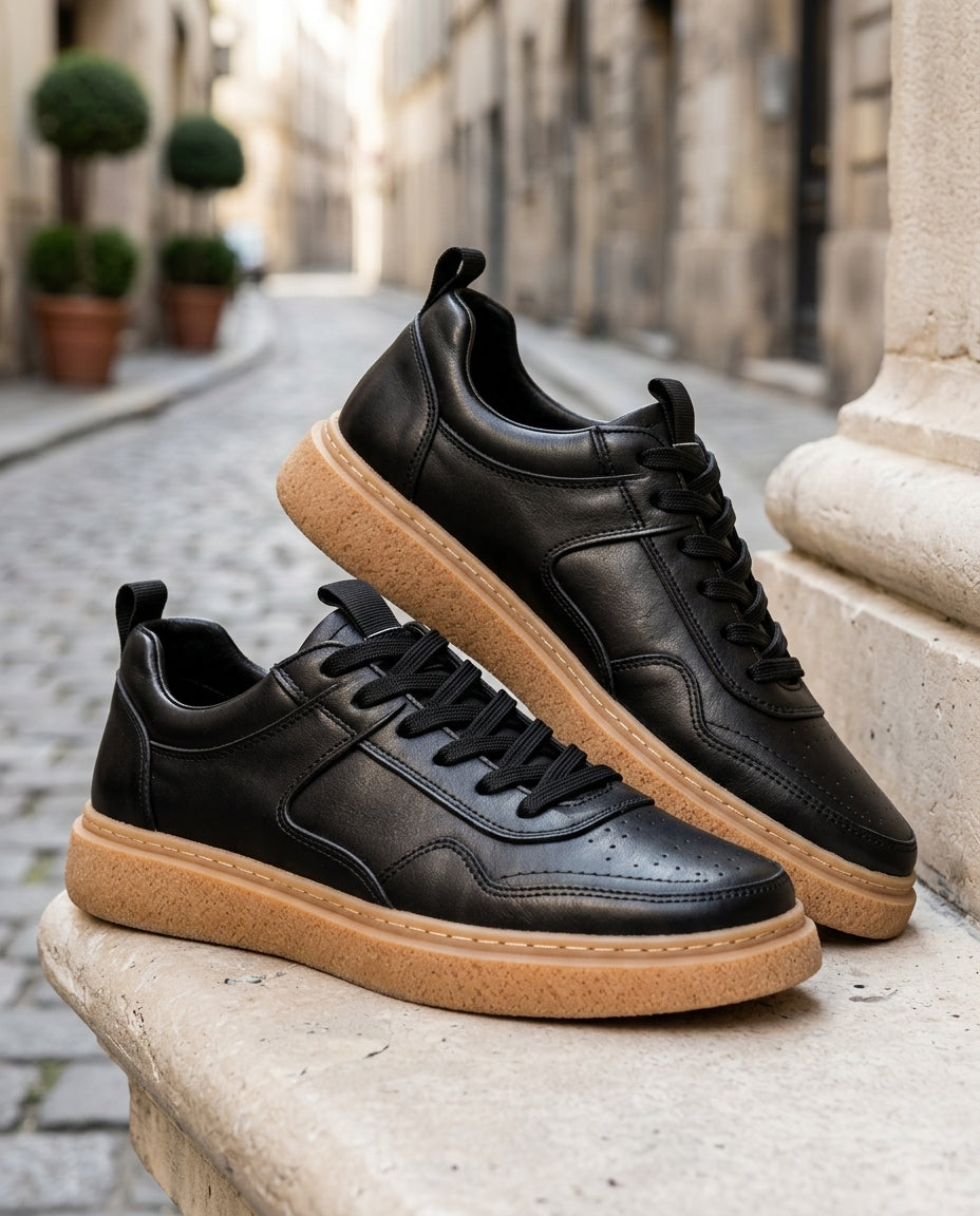 Heren Sneakers Suède Leer Mix Chunky Zool Opvallend Sportief Design Groen Wit Zwart Casual Statement Schoeisel | Sulvida