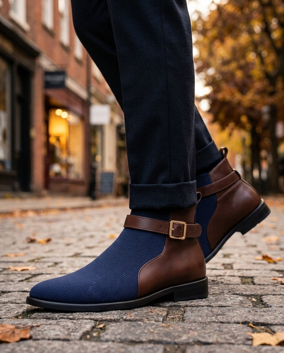 Chelsea boots leer orthopedisch heren elastiek zijpanelen aantrekbare laars premium comfort stijlvol design | Sulvida