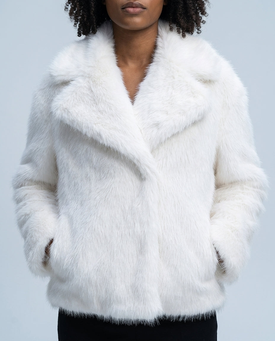 Dames Imitatiebont Winterjas Oversized Kraag Tijdloos Elegant Warm Isolerend Avondjas Feestelijk Luxe | Sulvida