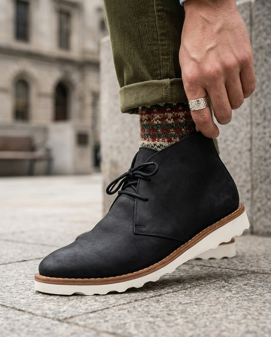 Chukka Boots Heren Leder met Gepolsterde Binnenzool Ademend Voering Klassiek Casual Stijlvol Comfort | Sulvida