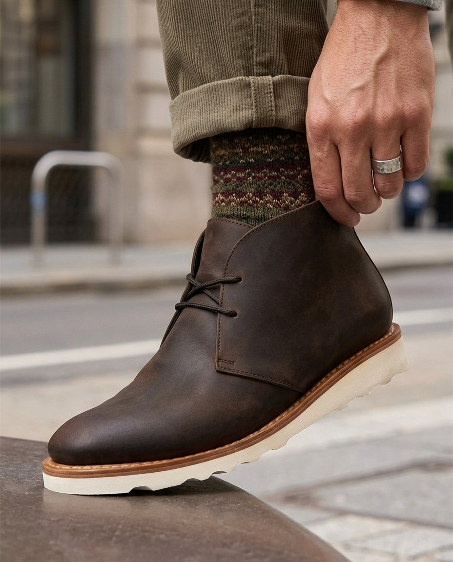 Chukka Boots Heren Leder met Gepolsterde Binnenzool Ademend Voering Klassiek Casual Stijlvol Comfort | Sulvida