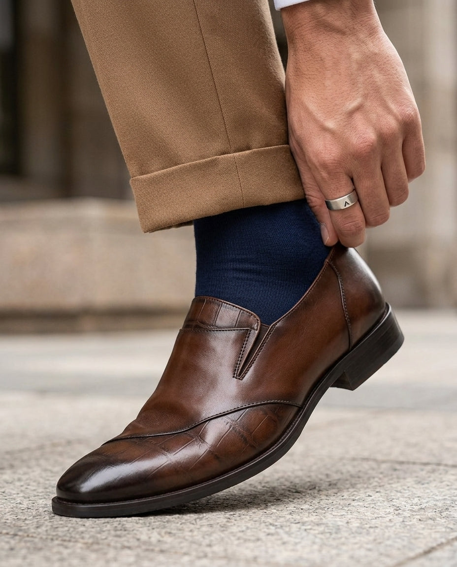 Leren Loafers Heren Tweekleurig Design Comfort Instapper Slip-On Zakelijk Casual Stijlvol Elegant Schoeisel | Sulvida