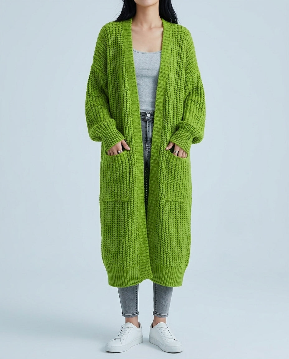 Cardigan long pour femme, coupe oversize, maille douce, pour les journées froides d’automne et d’hiver, couche chaude | Sulvida