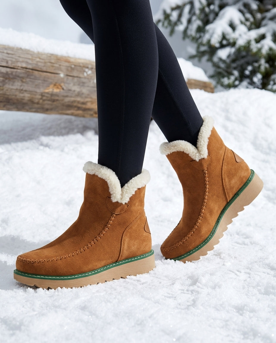 Gevoerde Dames Plateauschoenen met Warme Binnenvoering Winterlaarzen Slip-On Comfortabel Bruin Beige Zwart | Sulvida