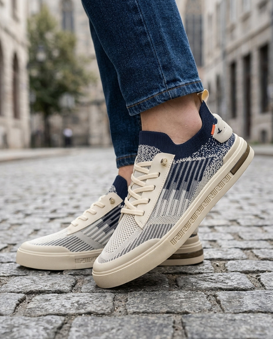 Gebreide Heren Sneakers Lichtgewicht Ademend Sportief Comfortabel met Vetersluiting voor Dagelijks Gebruik | Sulvida