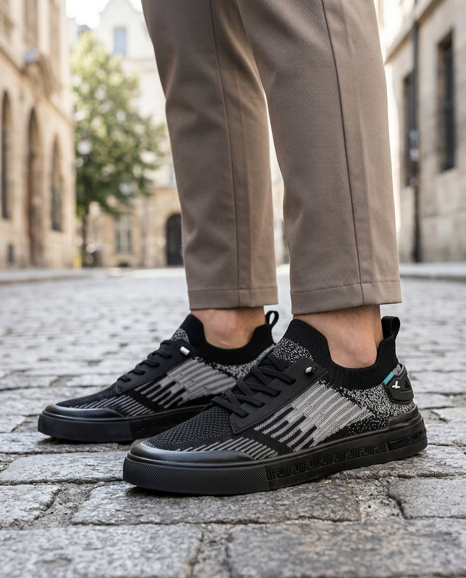 Gebreide Heren Sneakers Lichtgewicht Ademend Sportief Comfortabel met Vetersluiting voor Dagelijks Gebruik | Sulvida