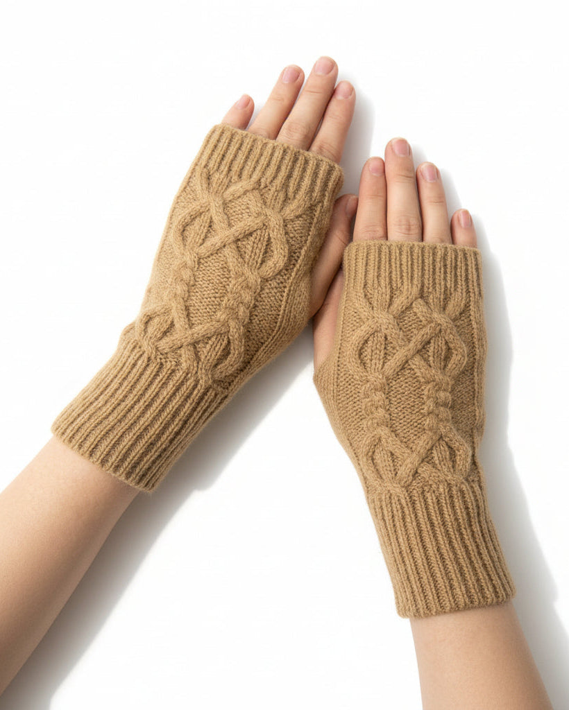 Polswarmers Kabelpatroon Dames Vingervrij Gebreid Zachte Wol Handwarmers Herfst Winter Stijlvol Elegant | Sulvida