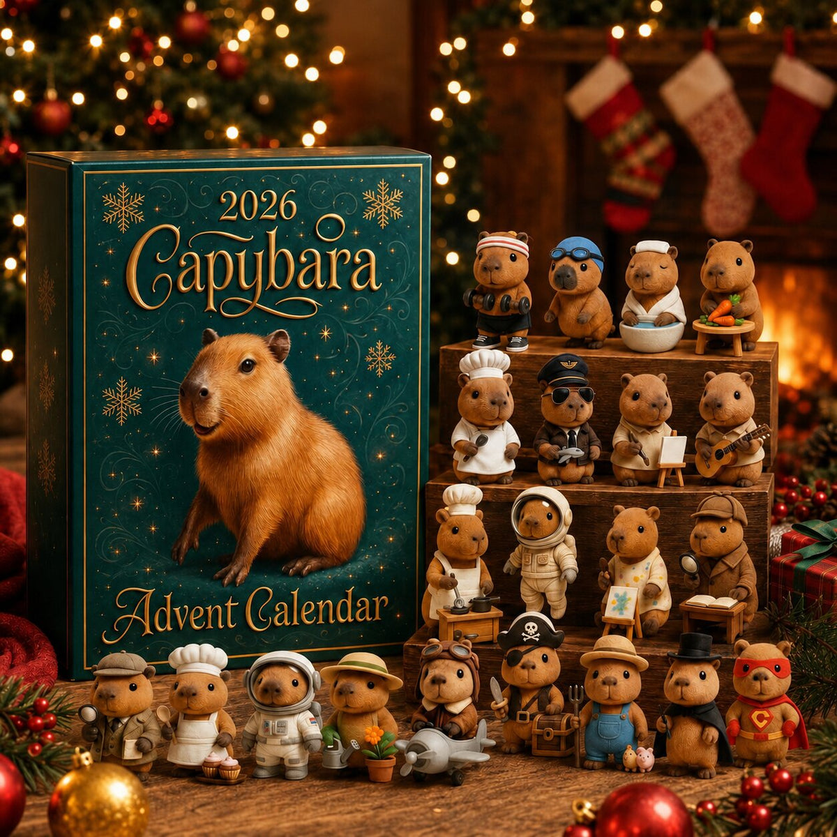 Adventskalender Capybara 24 Dagen Kinderen Kerst Aftellen Speelgoed Cadeau Decoratie Verrassing Figuren | Sulvida