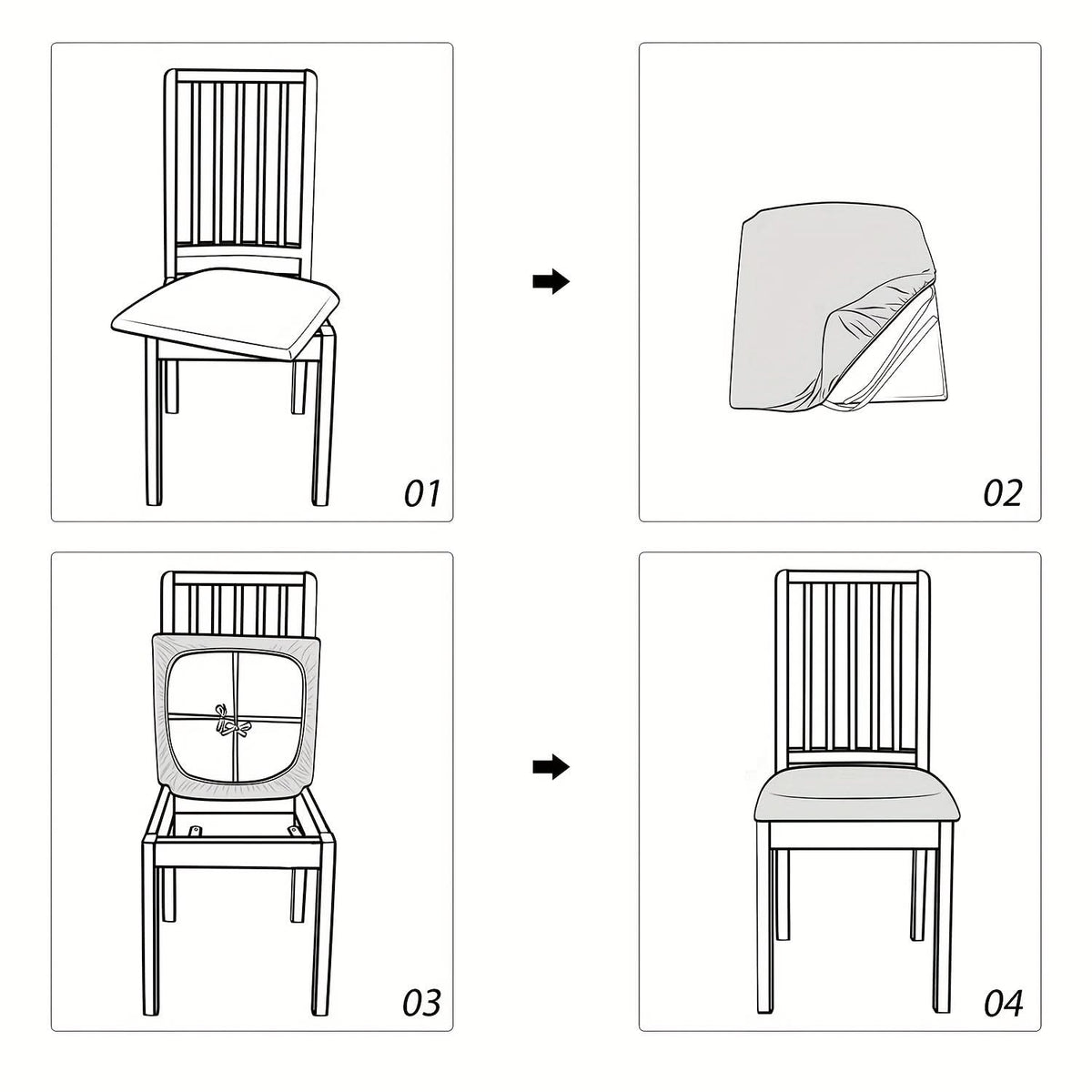 Housses de chaise extensibles pour protection de chaises de salle à manger, souples et confortables, en beige, kaki, gris, noir et vert | Sulvida