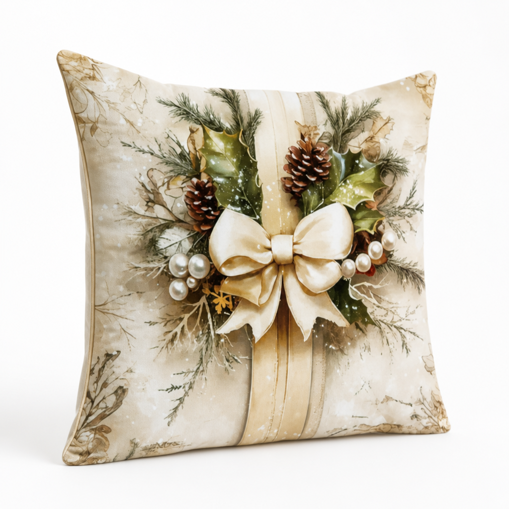 Fluweelstructuur Kussenhoes 45×45 Feestelijk Motief Goudtinten Katoen-Polyester Rits Decoratief Woonkamer | Sulvida