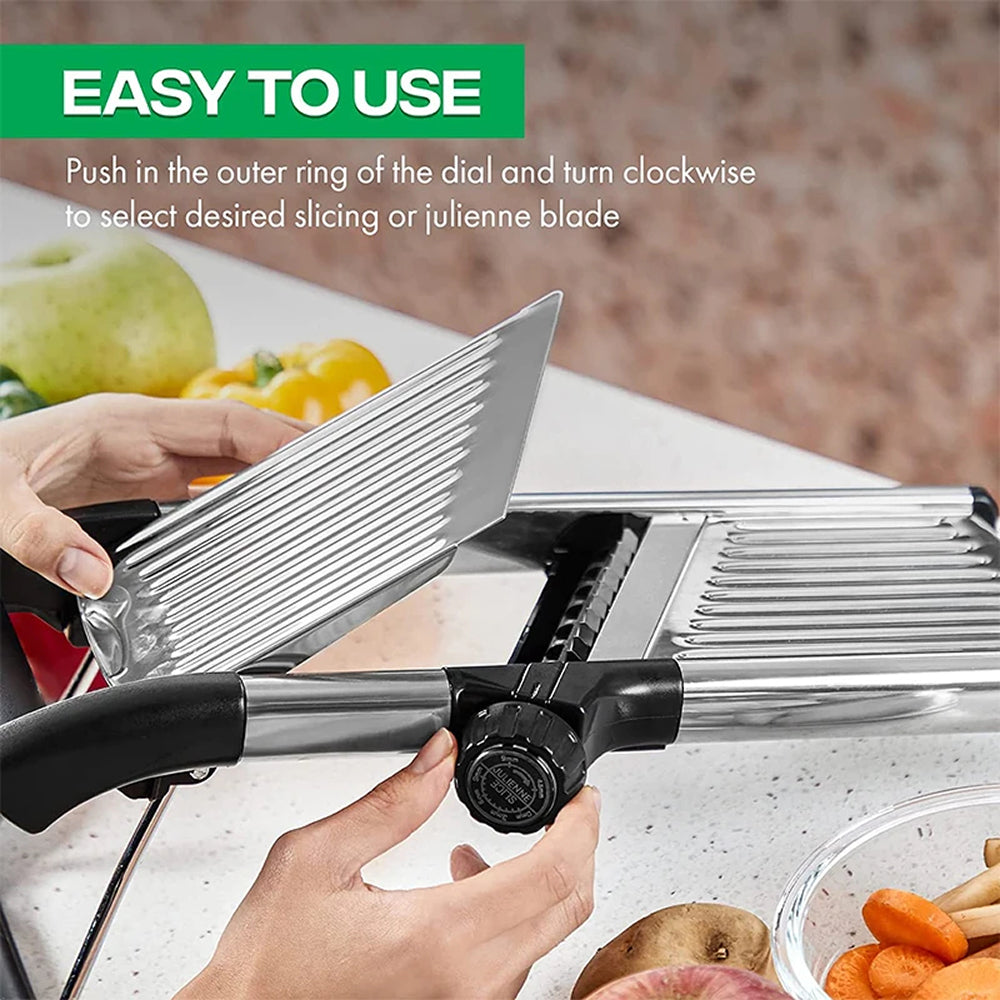 Mandoline professionnelle avec 6 réglages de coupe et gant de protection antidérapant pour la cuisine | Sulvida