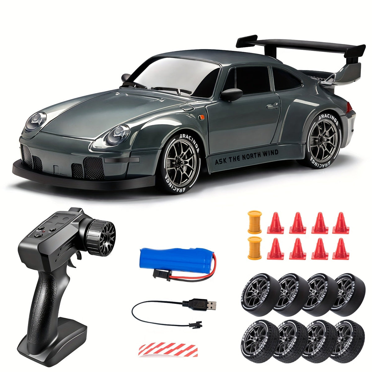 RC Driftauto 1:24 Schaal met Verlichte Wielen 4WD Aandrijving Radiografisch Bestuurd Race Speelgoed voor Kinderen | Sulvida