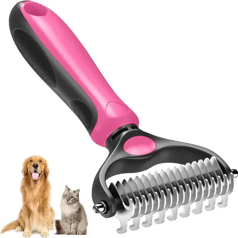 Brosse double face pour chiens et chats avec picots en acier inoxydable et peigne démêlant, pour un pelage doux et bien entretenu | Sulvida