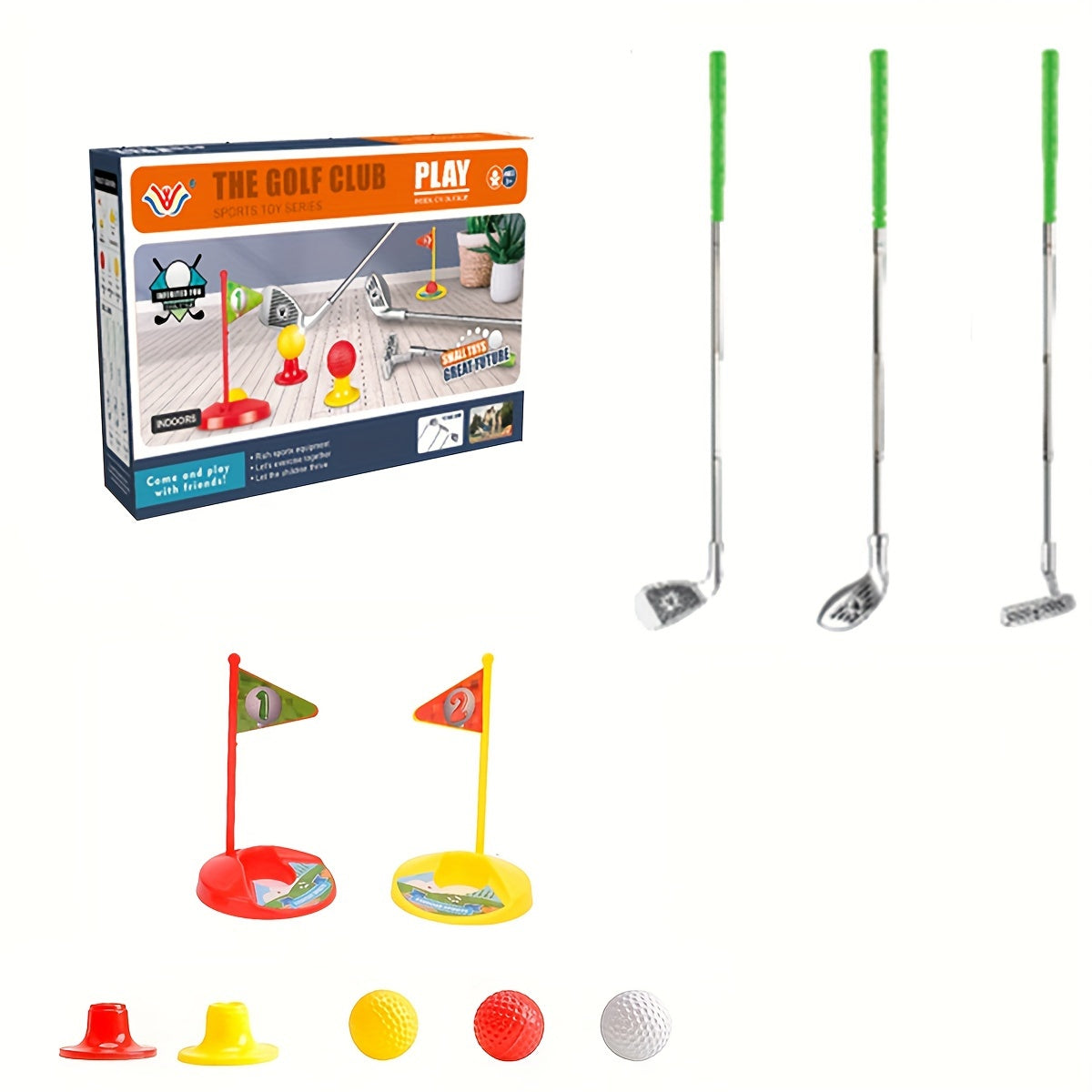 Junior golfset met verstelbare clubs voor kinderen 3-8 jaar inclusief ballen doelvlaggen en draagtas | Sulvida