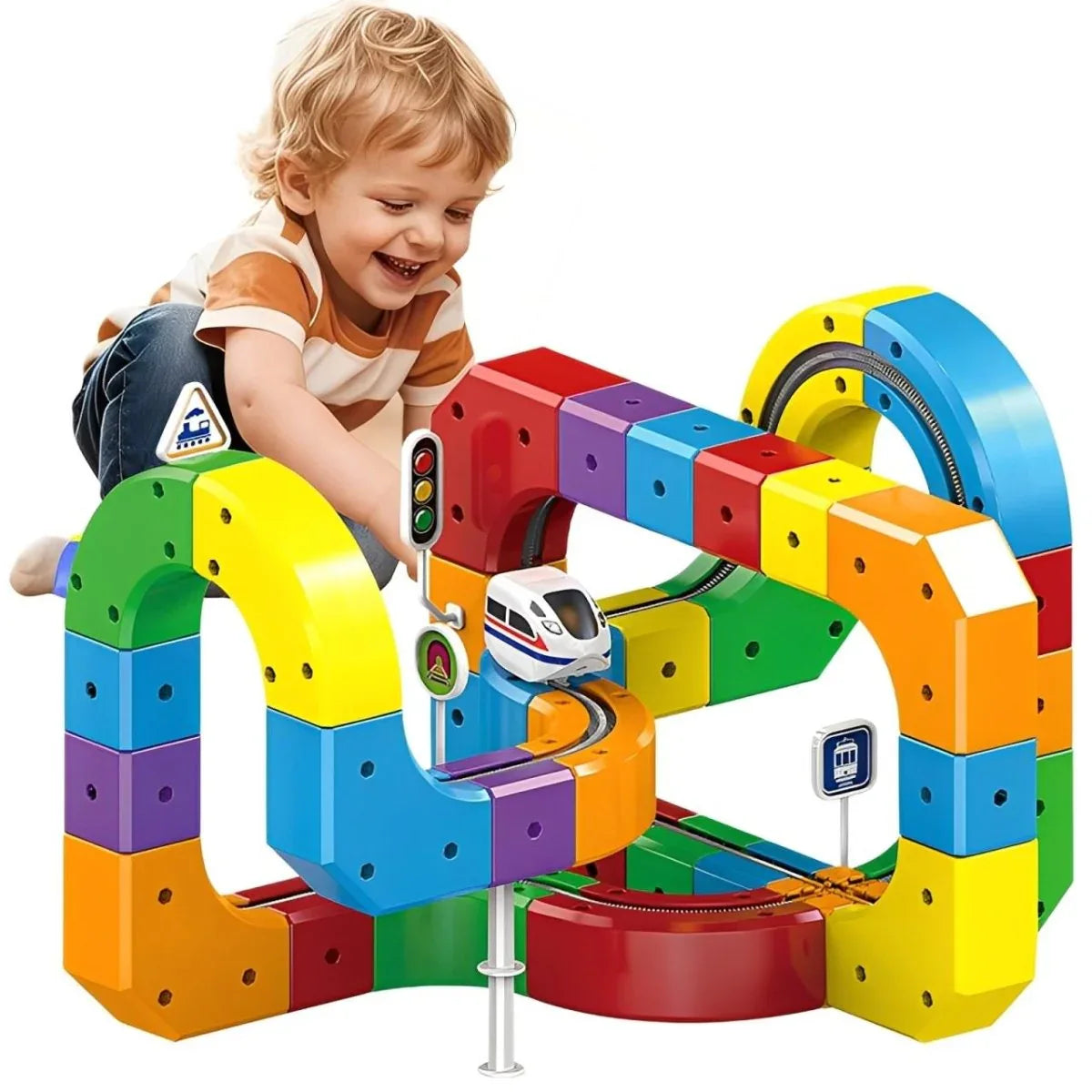 Magnetisch 3D-treinbaanset educatief constructiespeelgoed STEM bouwblokken kinderen creatief speelgoed | Sulvida
