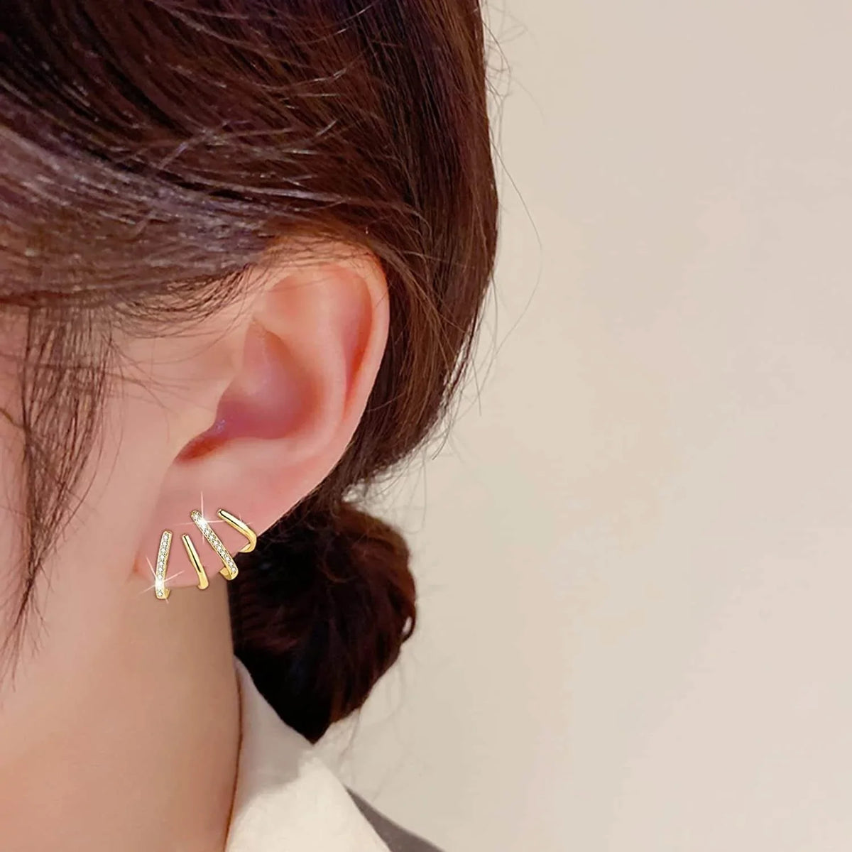 Oorbellen Vier Klauwen Design Zirkonia Zilver Goud Elegante Earcuff Sierlijk Oorknopje Dames Accessoire | Sulvida