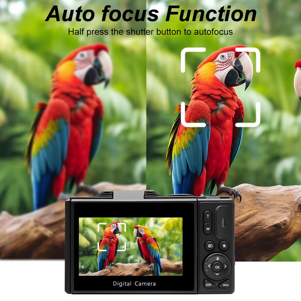 Caméra vlog numérique 4K avec zoom 18× et écran rabattable, caméscope vintage noir et blanc, compact, pour YouTube | Sulvida