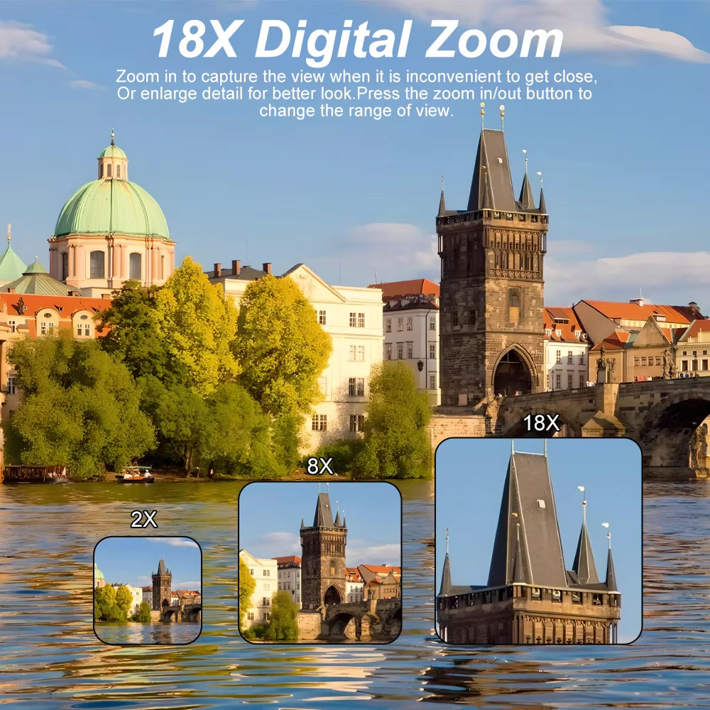 Caméra vlog numérique 4K avec zoom 18× et écran rabattable, caméscope vintage noir et blanc, compact, pour YouTube | Sulvida