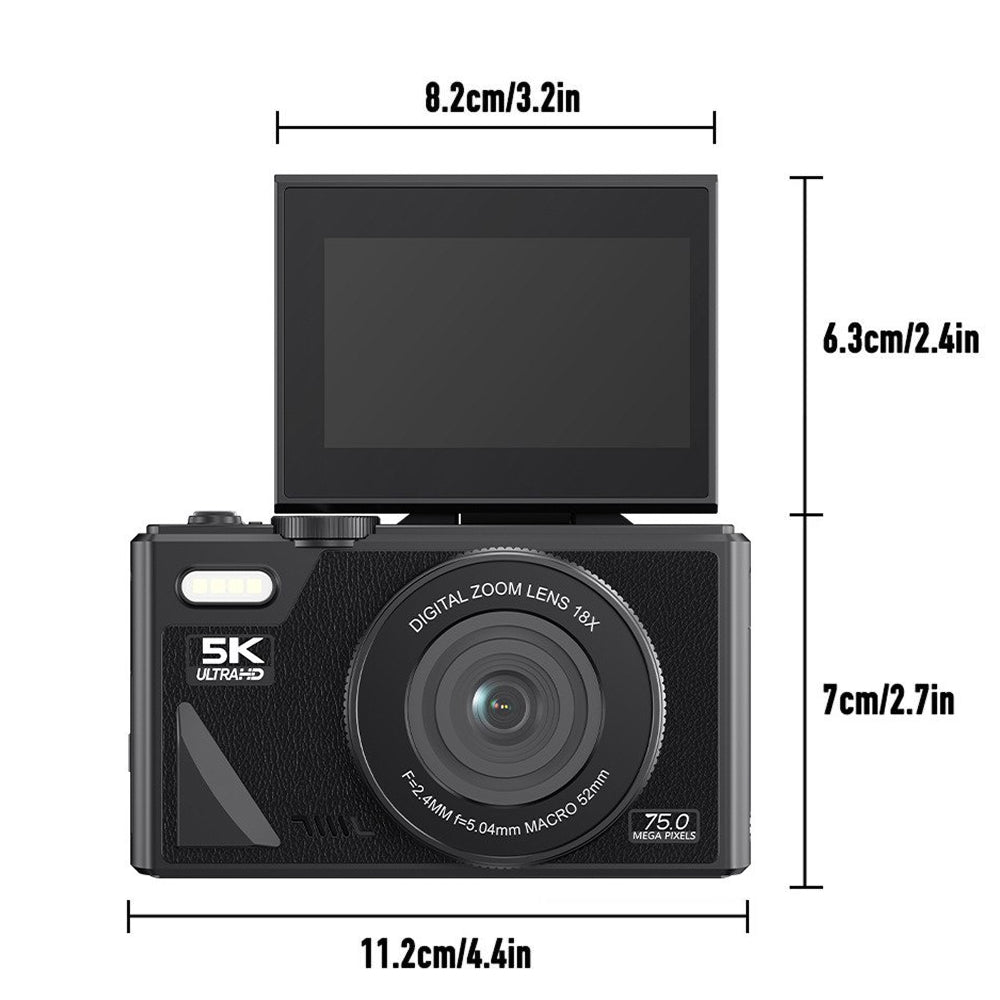 Caméra vlog numérique 4K avec zoom 18× et écran rabattable, caméscope vintage noir et blanc, compact, pour YouTube | Sulvida