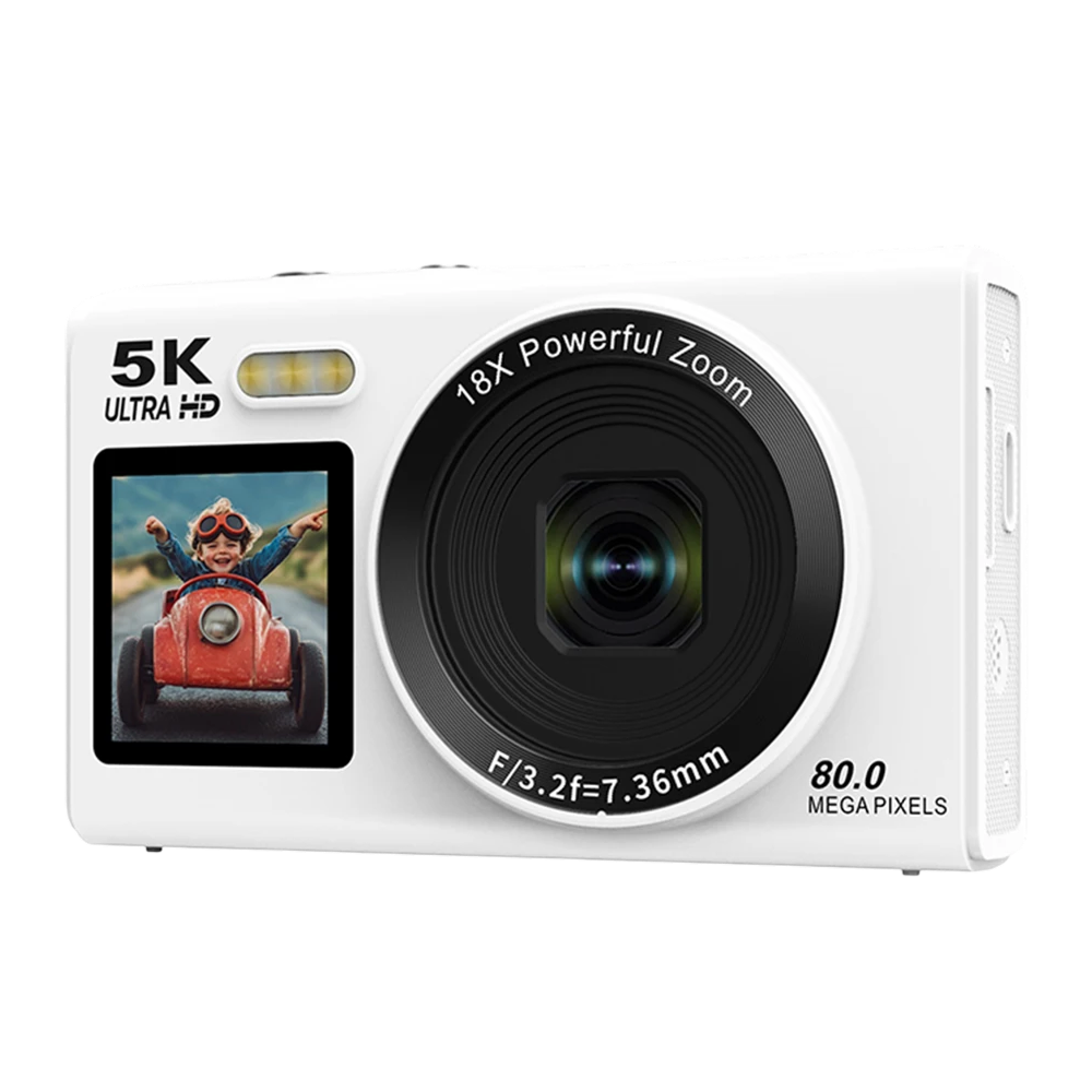 Appareil photo numérique vidéo 5K, 80 MP, double écran, zoom 18x et autofocus, pour le vlogging, les selfies et les voyages | Sulvida