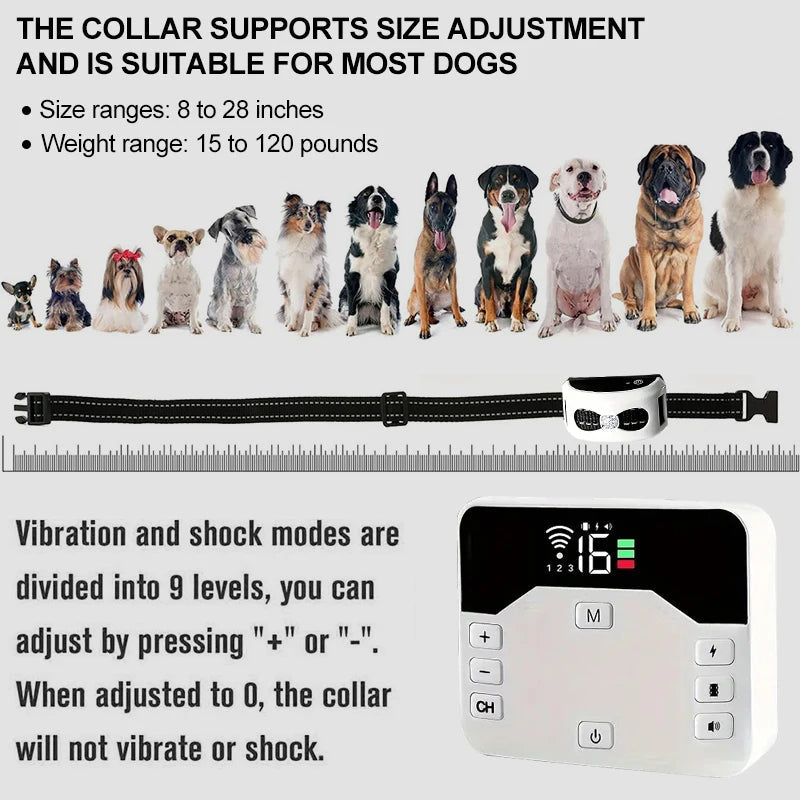 Draadloze Hondenomheining en Trainingshalsband 2-in-1 Systeem 300m Bereik Oplaadbaar Waterbestendig Hond | Sulvida