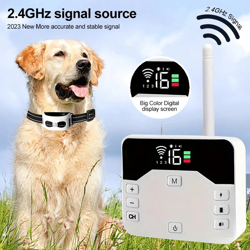 Draadloze Hondenomheining en Trainingshalsband 2-in-1 Systeem 300m Bereik Oplaadbaar Waterbestendig Hond | Sulvida