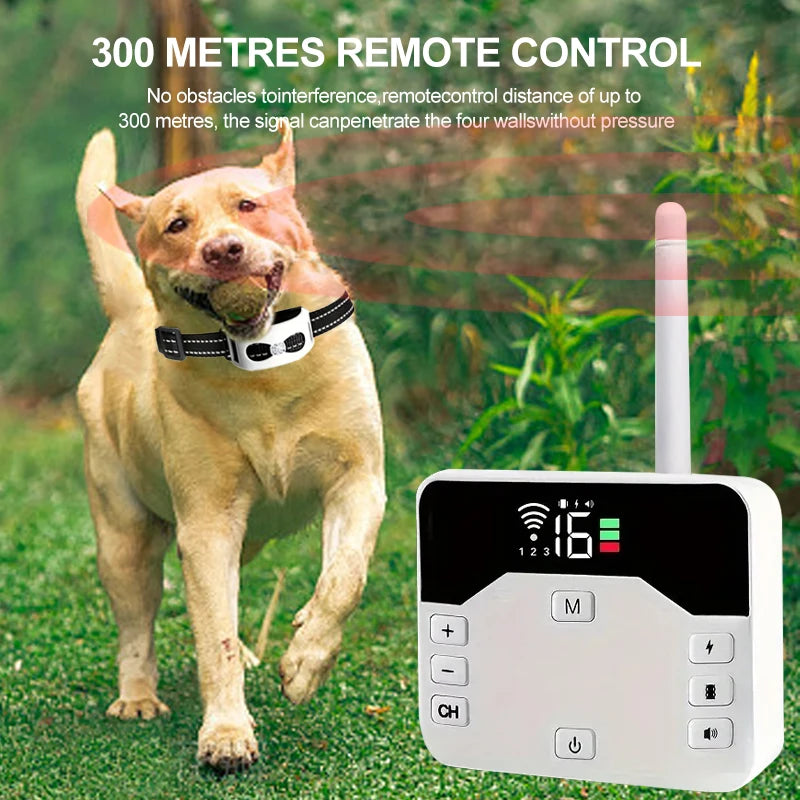Draadloze Hondenomheining en Trainingshalsband 2-in-1 Systeem 300m Bereik Oplaadbaar Waterbestendig Hond | Sulvida