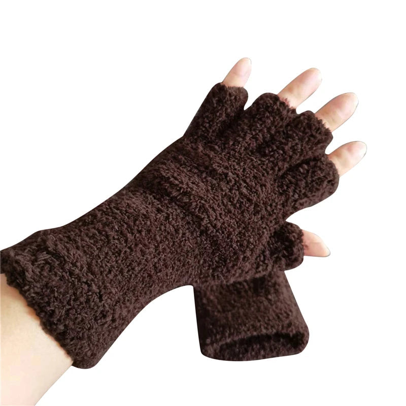 Gebreide Vingerloze Handschoenen – Warme Halfvingerhandschoenen voor Winter – Zachte Fleece Voering Dames | Sulvida