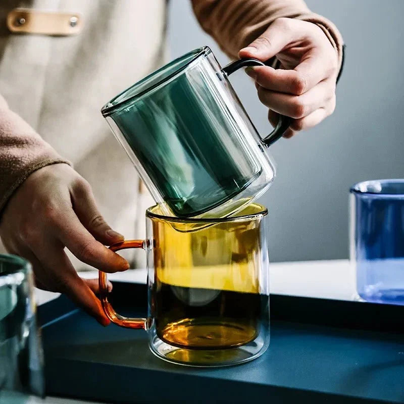 Dubbelwandige Glasmok 350ml Thermisch Isolerend Design Koffie Thee Warme Dranken Modern Keukenaccessoire | Sulvida