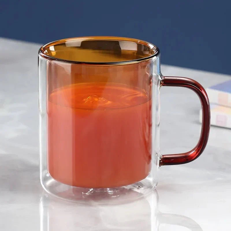 Dubbelwandige Glasmok 350ml Thermisch Isolerend Design Koffie Thee Warme Dranken Modern Keukenaccessoire | Sulvida