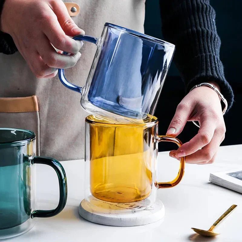 Dubbelwandige Glasmok 350ml Thermisch Isolerend Design Koffie Thee Warme Dranken Modern Keukenaccessoire | Sulvida