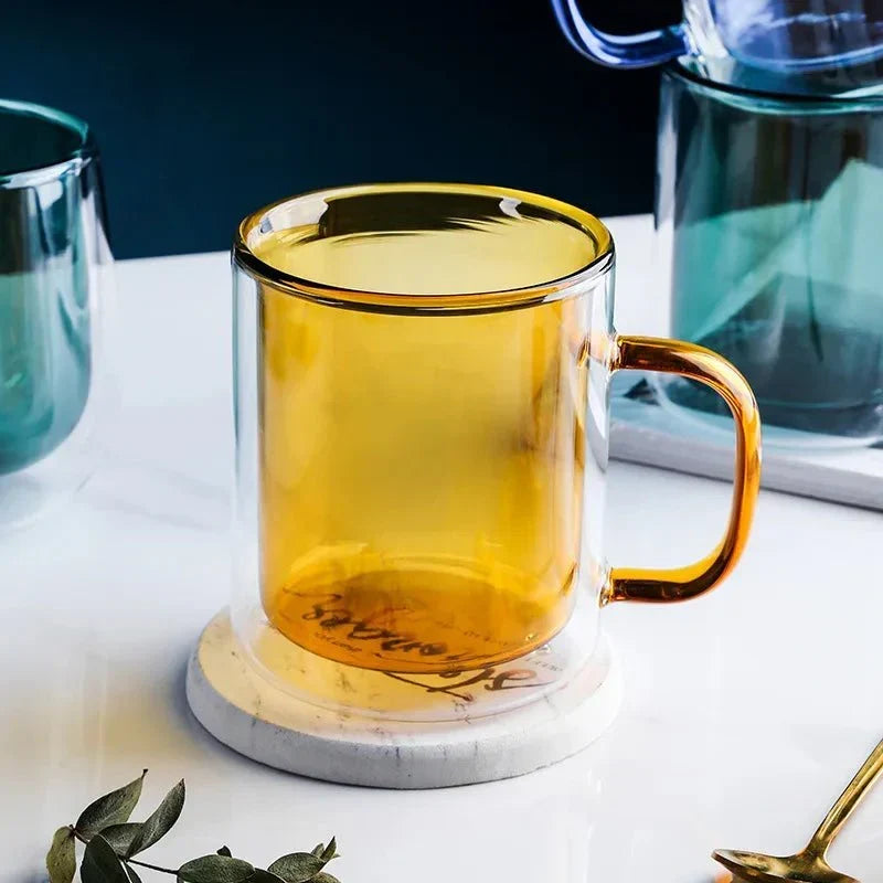 Dubbelwandige Glasmok 350ml Thermisch Isolerend Design Koffie Thee Warme Dranken Modern Keukenaccessoire | Sulvida