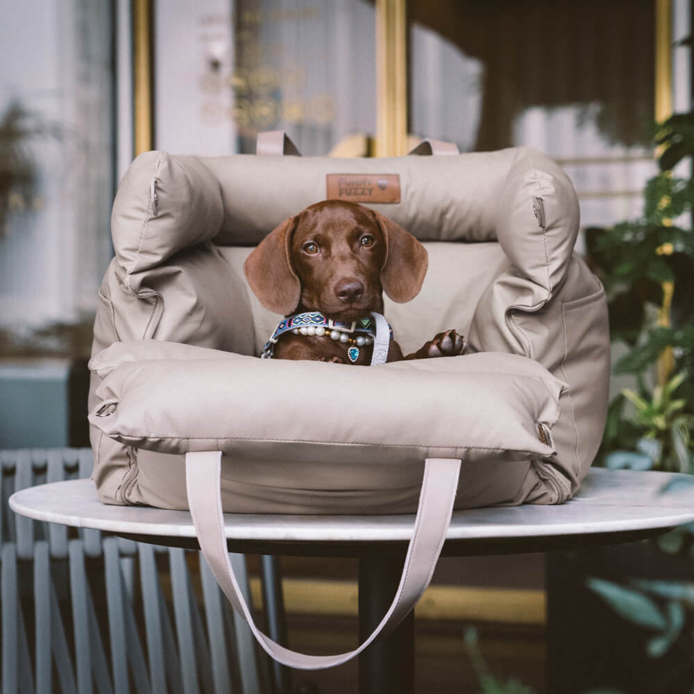 Hondenautostoel Autobench Hond met Veiligheidsriem Reisbed Auto Stoelverhoger Grijs Blauw Oranjegroen | Sulvida