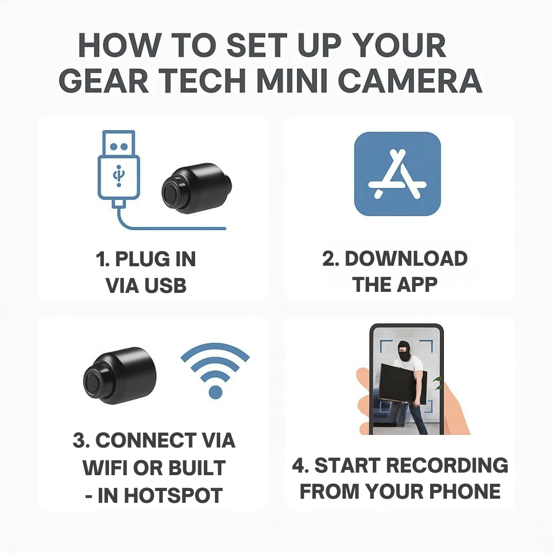 Draadloze Mini Bewakingscamera 1080P HD met Nachtzicht en Audio voor Thuisbeveiliging en Real-Time Monitoring | Sulvida