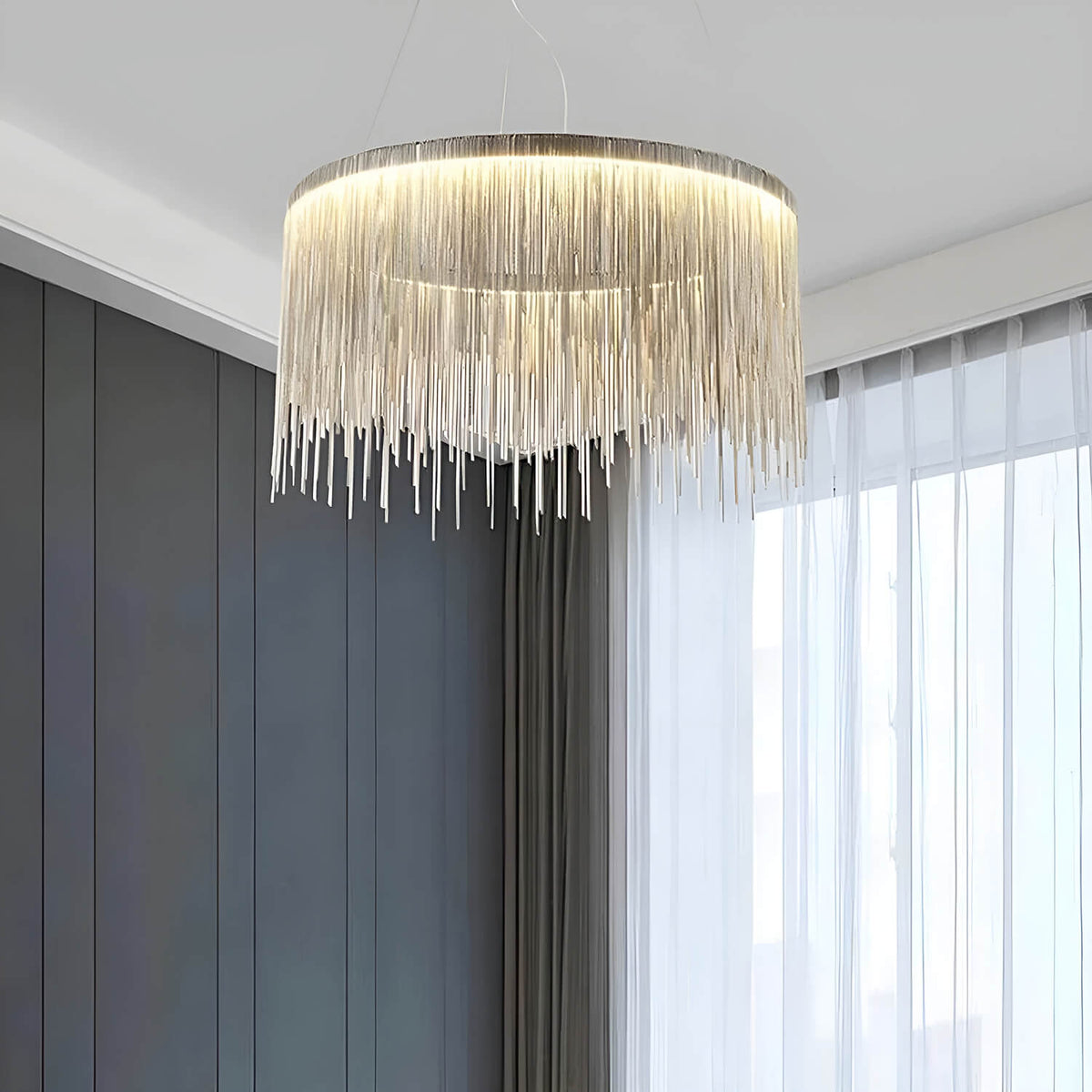Ronde hanglamp aluminium LED zilver modern design woonkamer eetkamer slaapkamer keuken instelbare lichtkleur | Sulvida