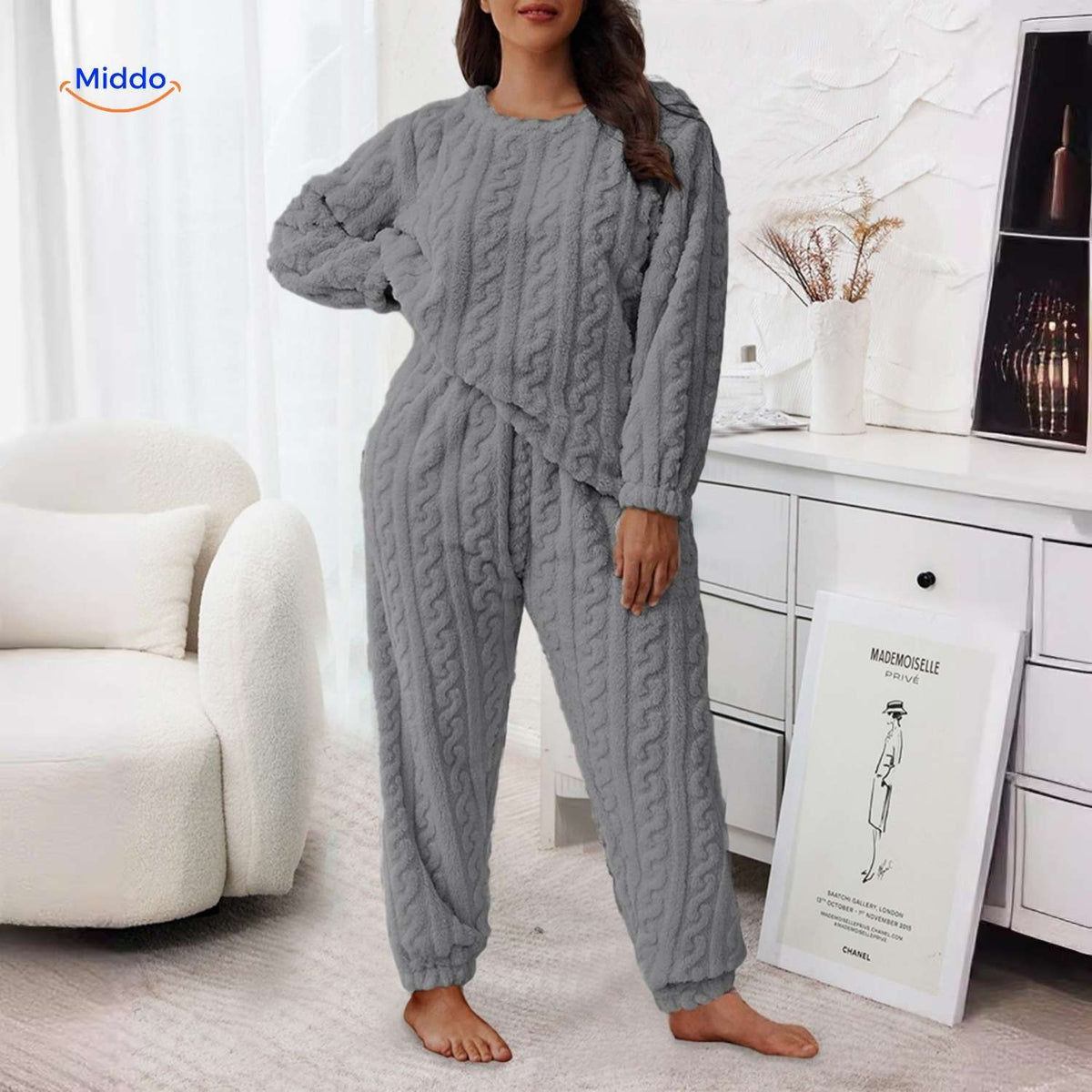 Fleece Pyjama Set Dames Heren Warm Loungewear Zacht Winterpyjama Nachtkleding Huispak Comfortabel Fluffy | Sulvida