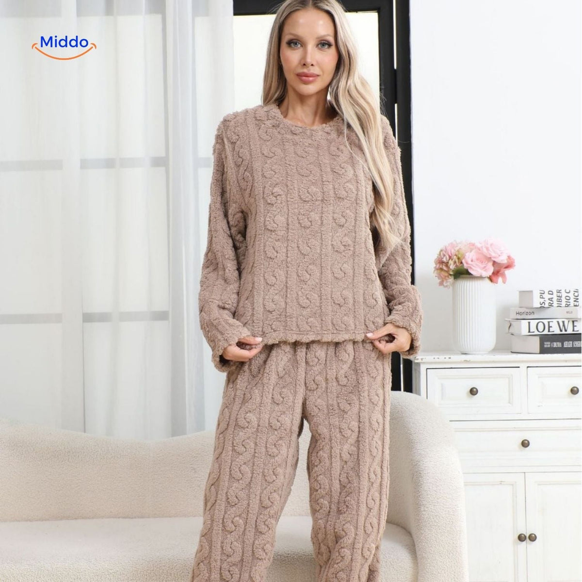 Fleece Pyjama Set Dames Heren Warm Loungewear Zacht Winterpyjama Nachtkleding Huispak Comfortabel Fluffy | Sulvida
