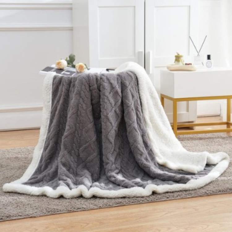 Verzwaarde Sherpaplaid Antraciet Grijs Bruin Beige Crème Roze Geel Groen Paars Warmte Comfort Rust Slaapkamer | Sulvida