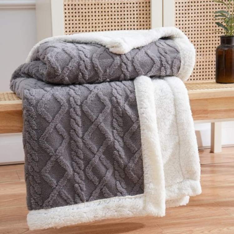 Verzwaarde Sherpaplaid Antraciet Grijs Bruin Beige Crème Roze Geel Groen Paars Warmte Comfort Rust Slaapkamer | Sulvida