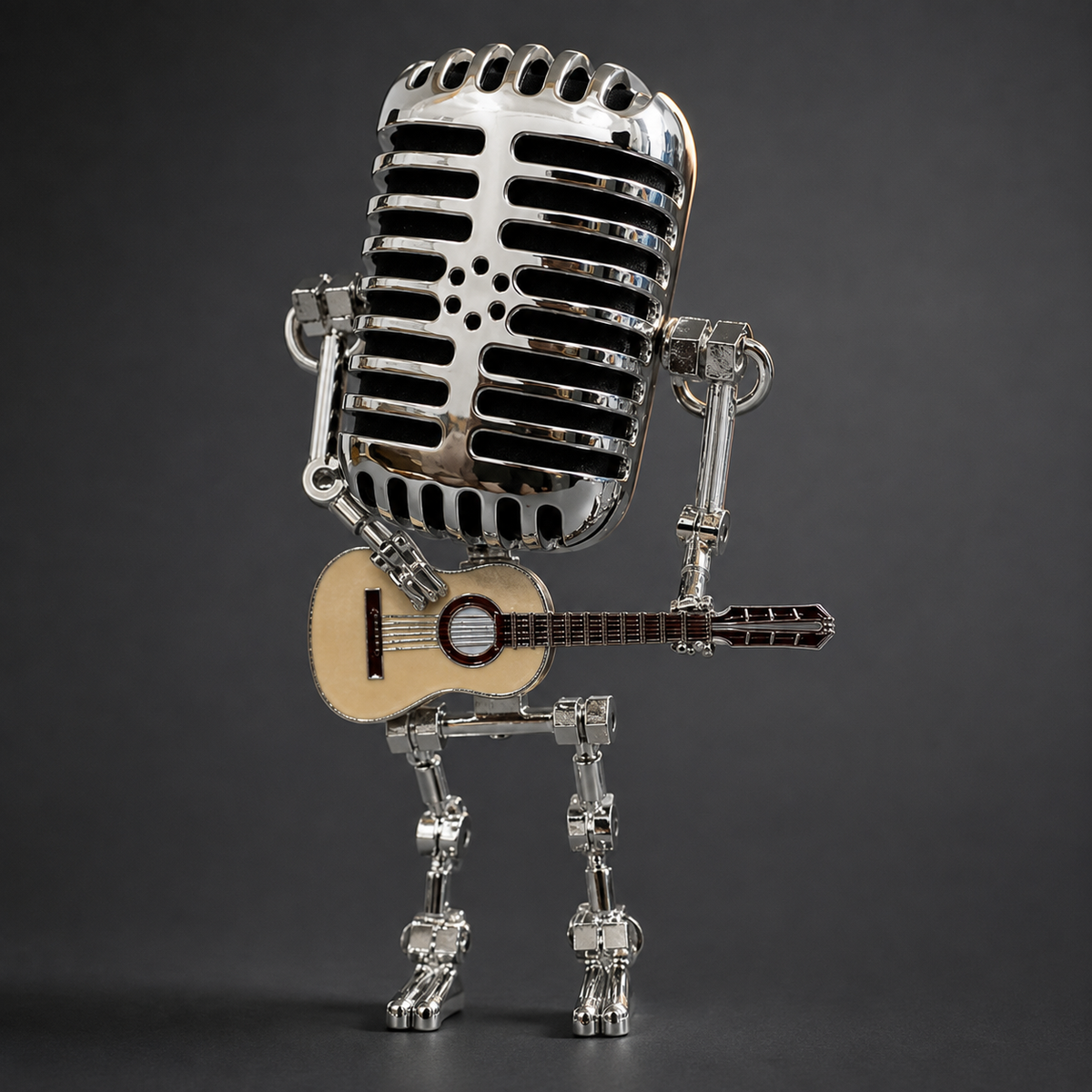 Metalen Tafellamp Robot met Gitaar – Dimbaar Design voor Bureau of Nachtkastje – Speelse Sfeerverlichting | Sulvida
