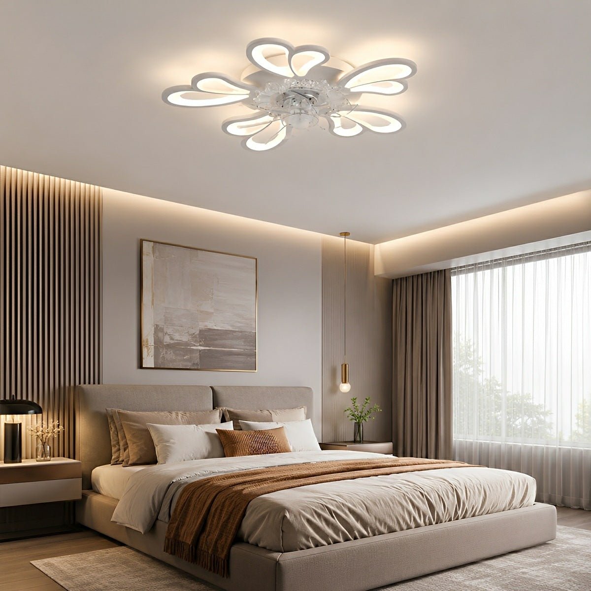 Plafondventilator met Verlichting Bloem Hart Design Stille DC Motor Afstandsbediening Dimbaar Timer Slaapkamer | Sulvida