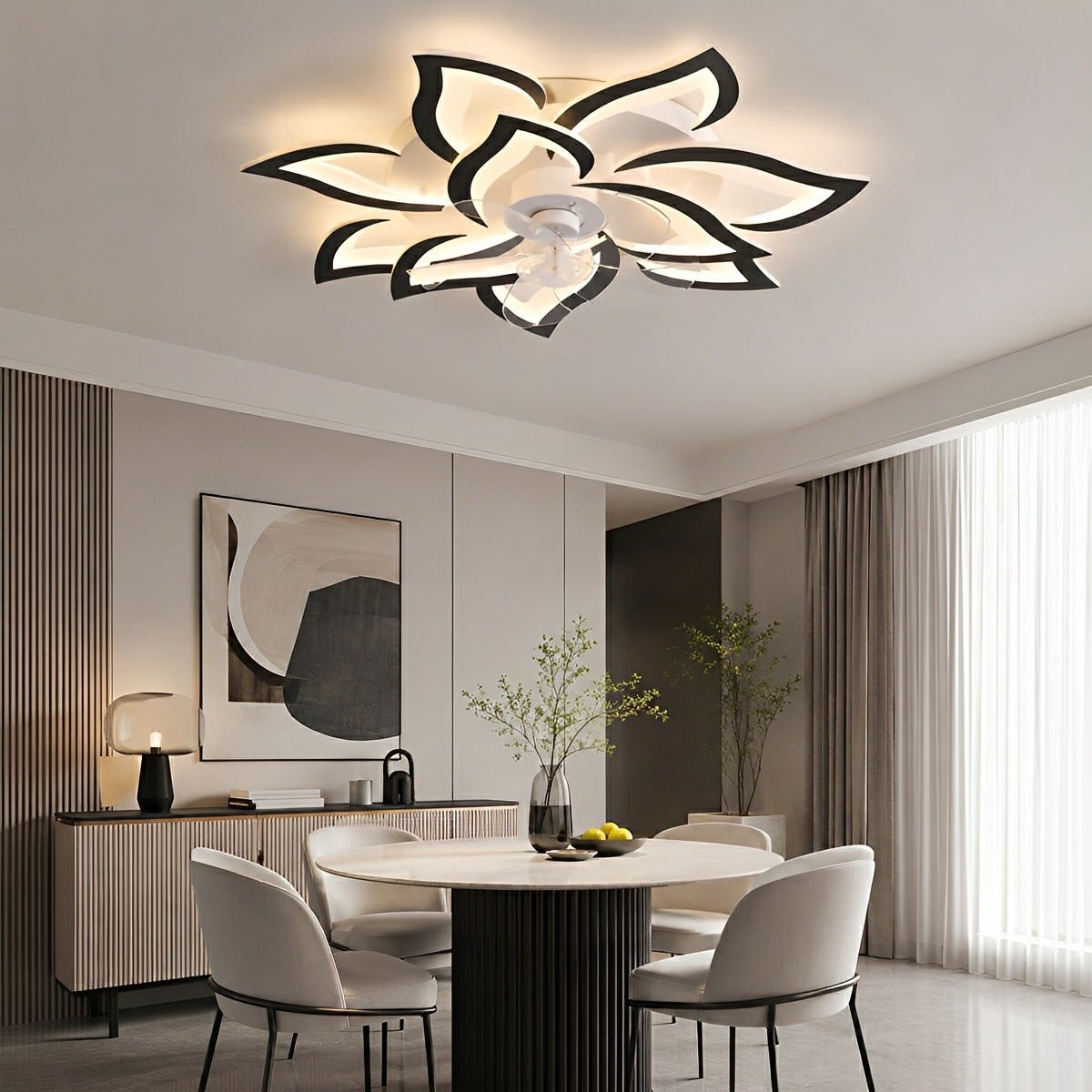 Plafondventilator met Verlichting Bloem Hart Design Stille DC Motor Afstandsbediening Dimbaar Timer Slaapkamer | Sulvida