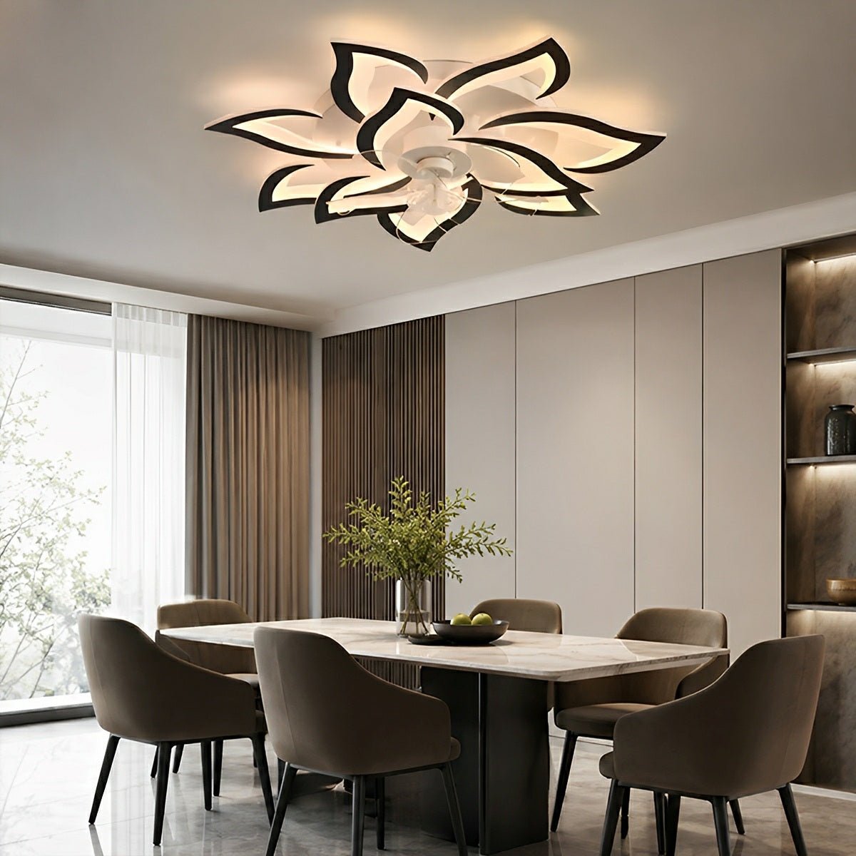 Plafondventilator met Verlichting Bloem Hart Design Stille DC Motor Afstandsbediening Dimbaar Timer Slaapkamer | Sulvida