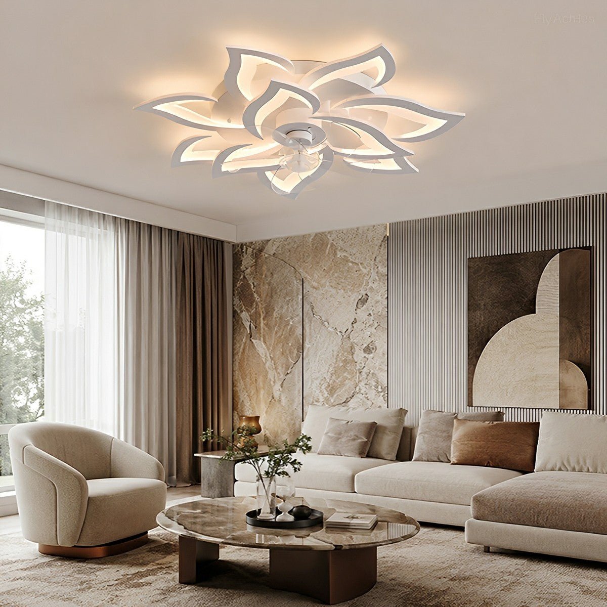 Plafondventilator met Verlichting Bloem Hart Design Stille DC Motor Afstandsbediening Dimbaar Timer Slaapkamer | Sulvida