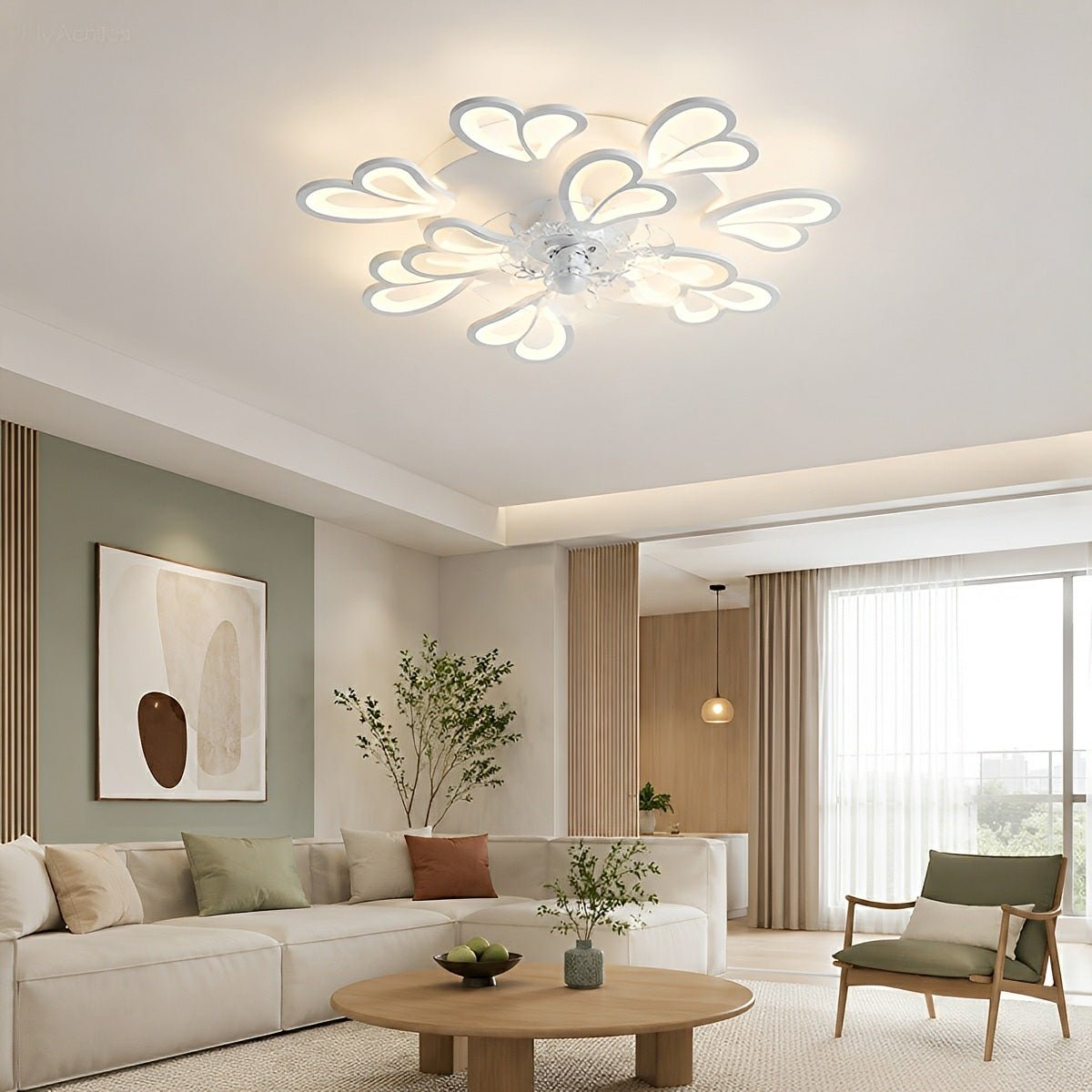 Plafondventilator met Verlichting Bloem Hart Design Stille DC Motor Afstandsbediening Dimbaar Timer Slaapkamer | Sulvida