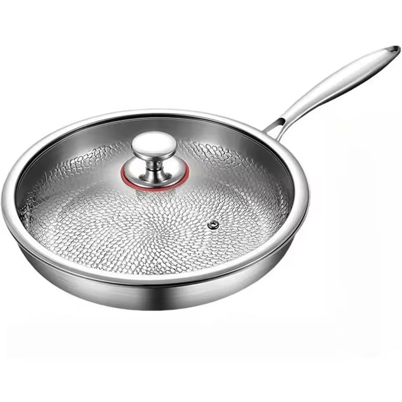 Poêle à frire en titane de 26 cm avec couvercle - revêtement antiadhésif durable sans produits chimiques pour plaque à induction | Sulvida